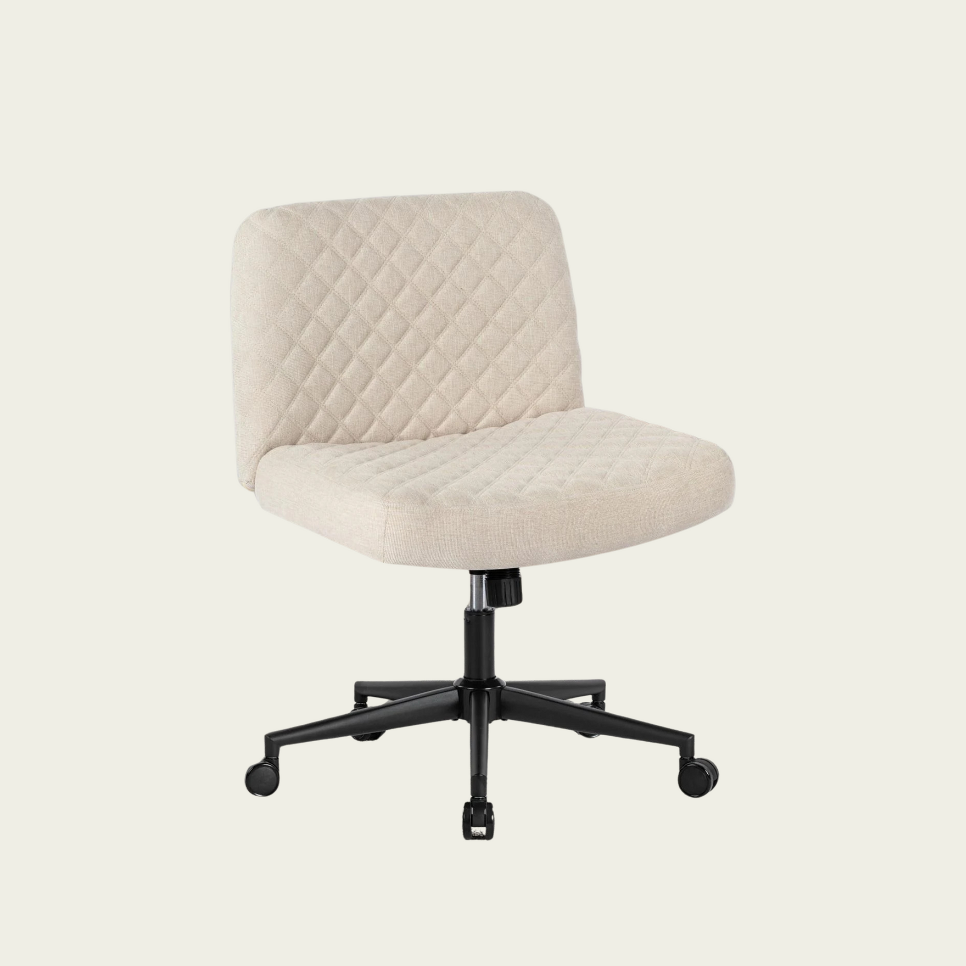 Armless Fabric Office Desk Chair,Modern Home Office Chair With Wheels With Heavy Duty Metal Base,120° Rocking Wide Seat Ergonomic Chair Computer Task Chair,Thicken Padded Swivel Vanity Chair for Women