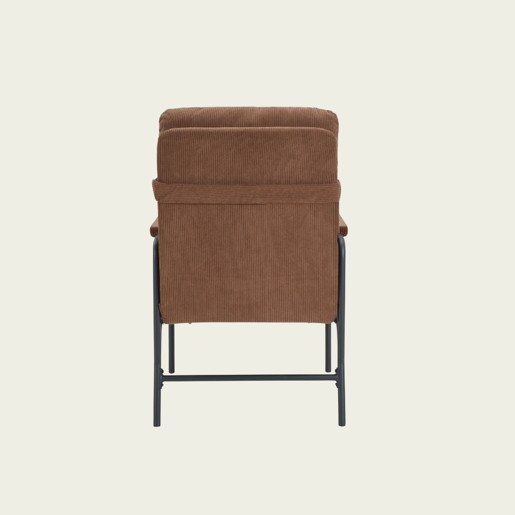 Modern Accent Chair, Reclining Chair with Adjustable Backrest, Corduroy Chair with Metal Frame, Reading Chair, Comfy Lounge Chair for Living Room, Bedroom, Office, Brown