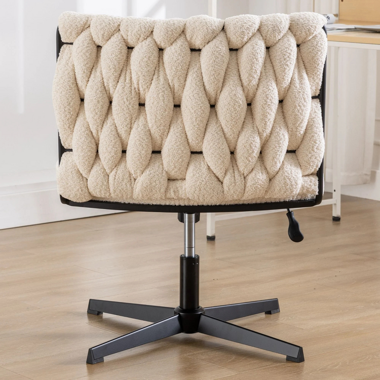 Armless Office Desk No Wheels,Living room chair, velvet cross-legged chair with back arms,for Bedroom, Living Room