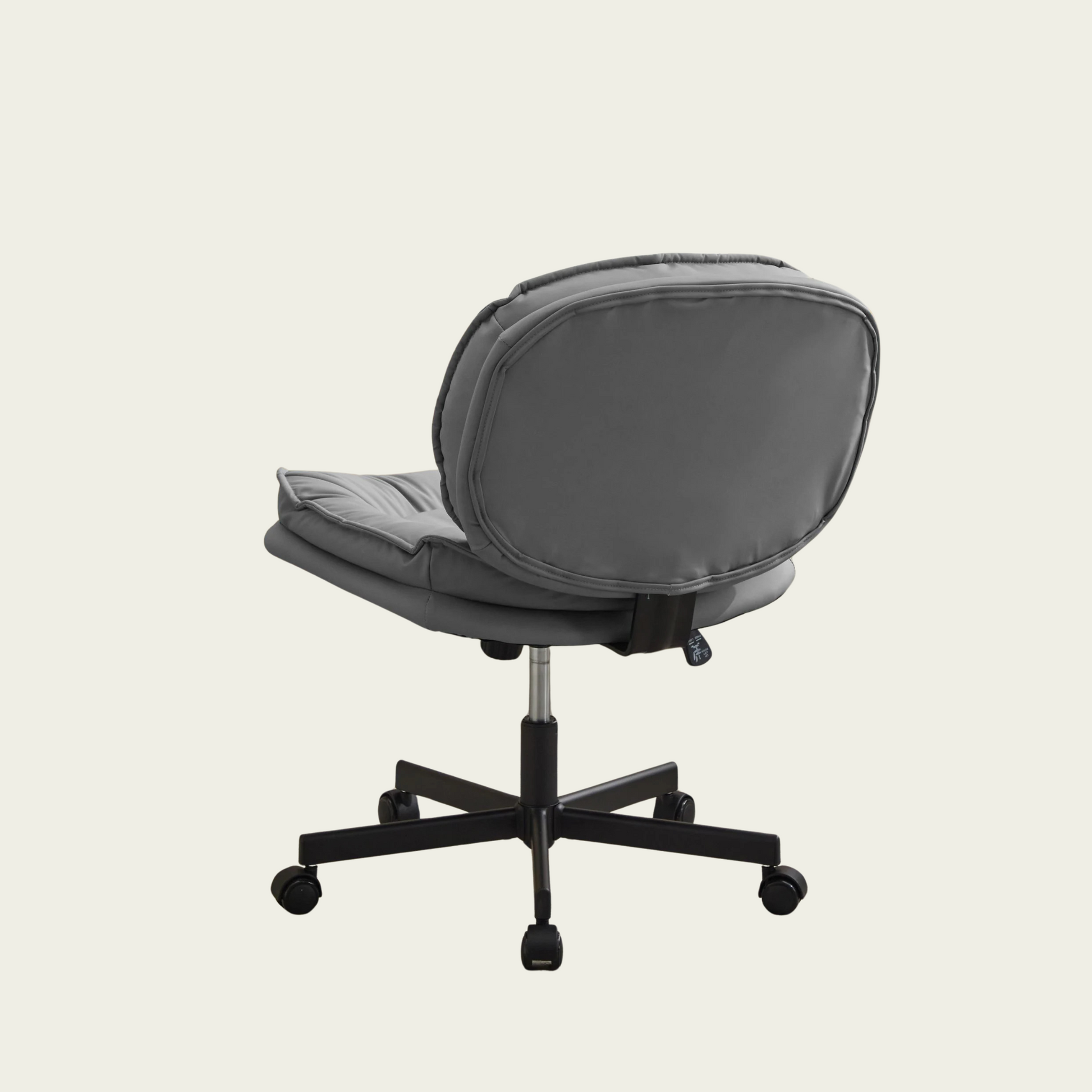 Armless Adjustable Swivel Office Chair with Wheels, PU Leather Cross-Legged Task Chair for Home, Office, Small Spaces