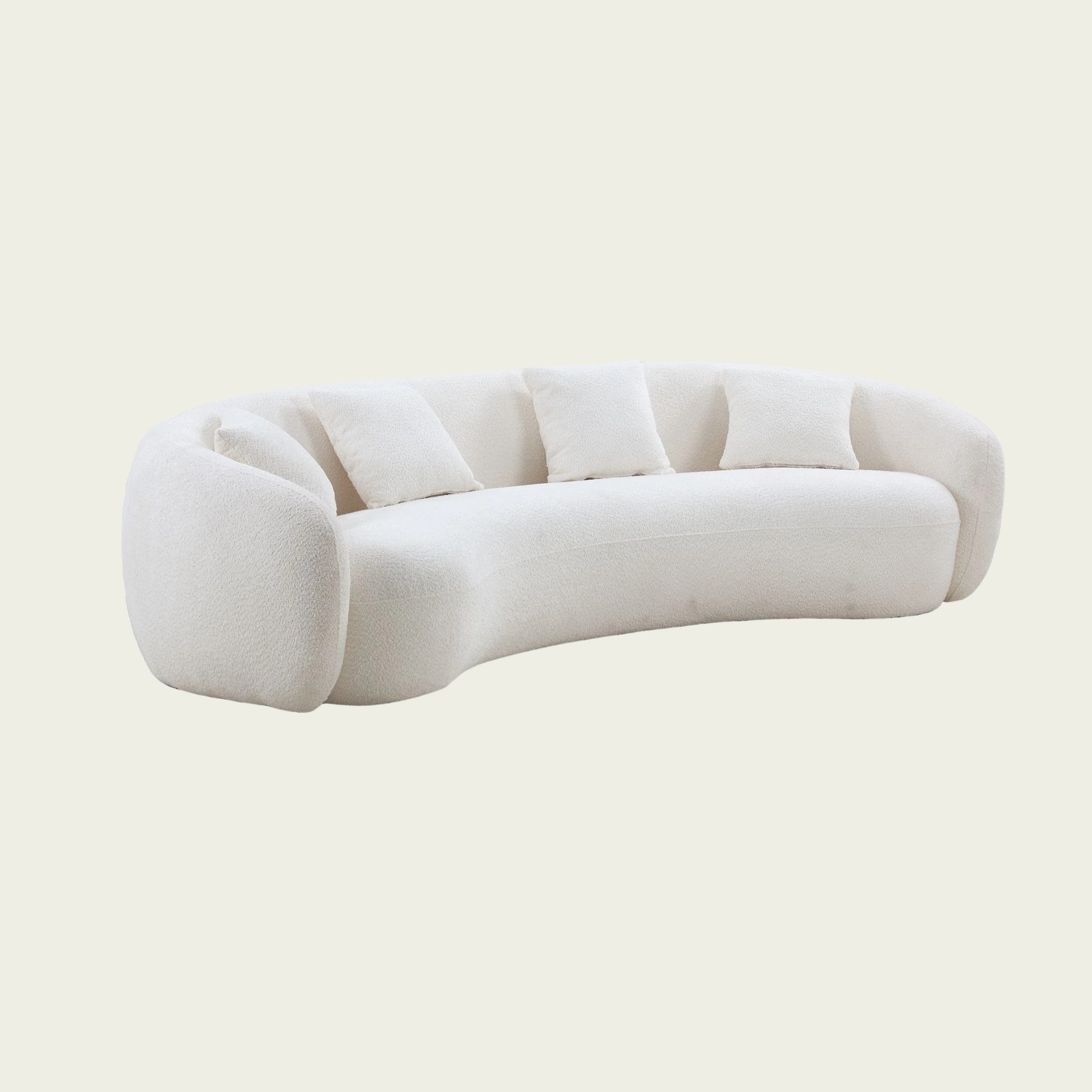 102'' 5-Seater Boucle Sofa Modern Sectional Half Moon Leisure Couch Curved Sofa Teddy Fleece Velet Beige