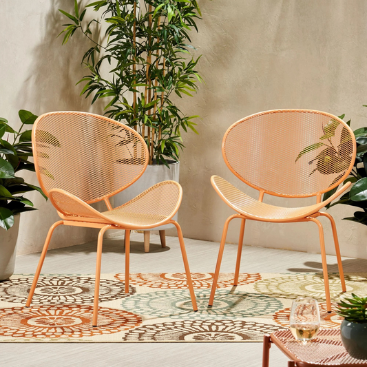 ELBA Shell Accent Chair - Orange Metal Frame (Set of 2)
