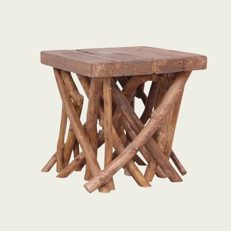 Log Coffee Table 15.7"x15.7"x15.7" Mixed Recycled Wood