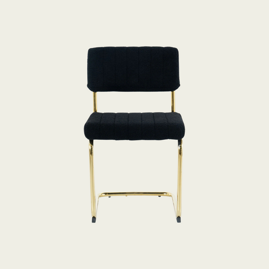 Modern simple light luxury dining Black chair home bedroom stool back dressing chair student desk chair gold metal legs(set of 2)