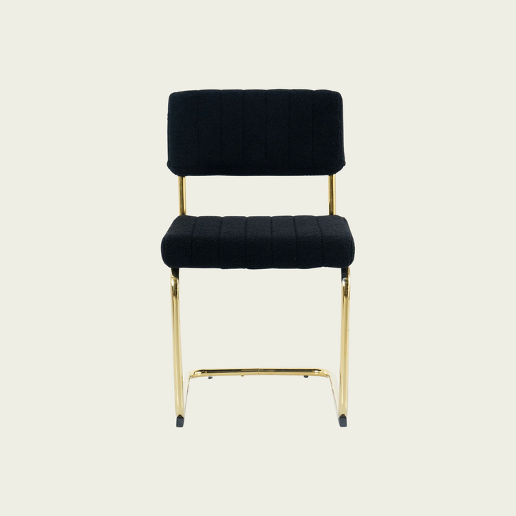 Modern simple light luxury dining Black chair home bedroom stool back dressing chair student desk chair gold metal legs(set of 2)