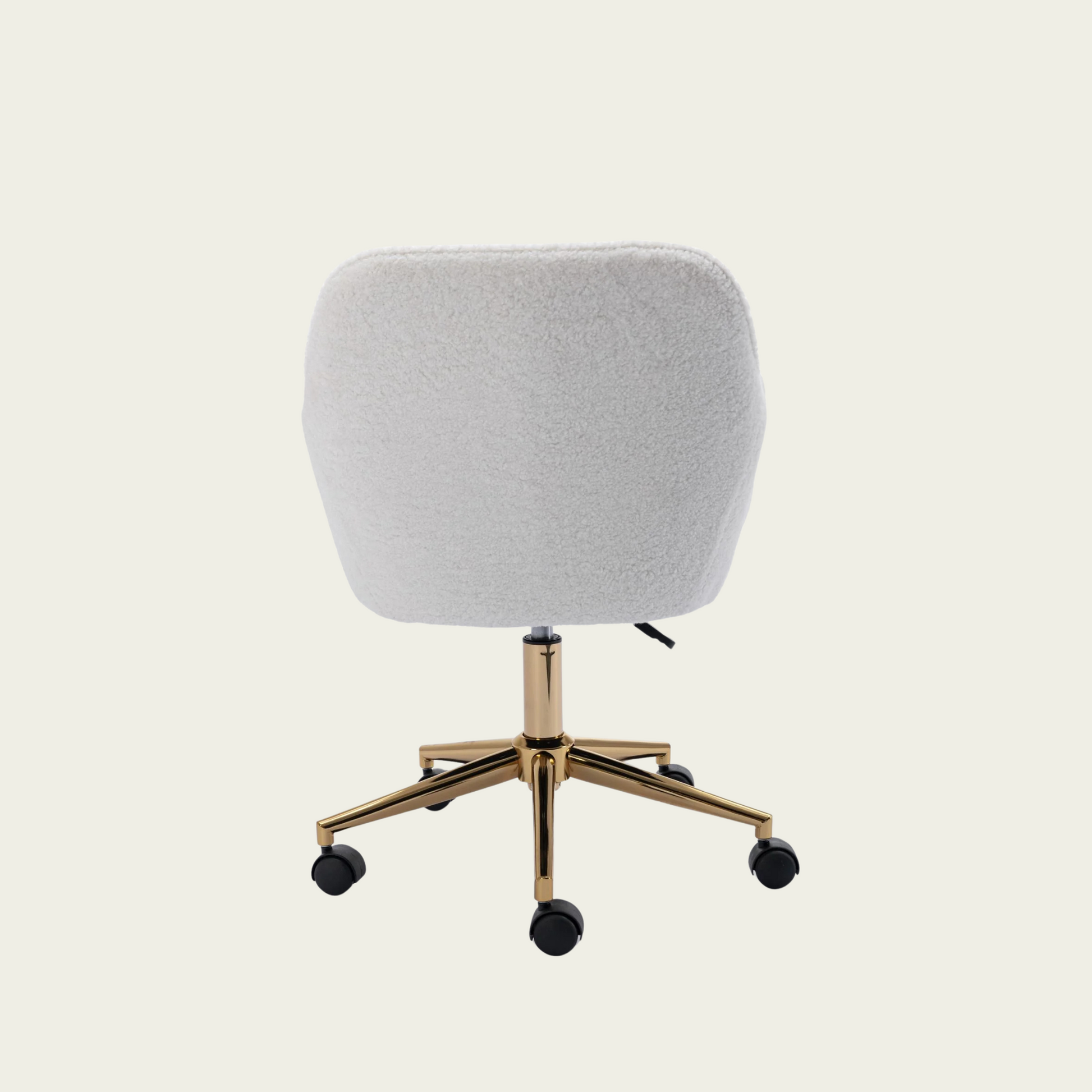 Modern Teddy Fabric Material Adjustable Height 360 Revolving Home Office Chair With Gold Metal Legs And Universal Wheel For Indoor,White