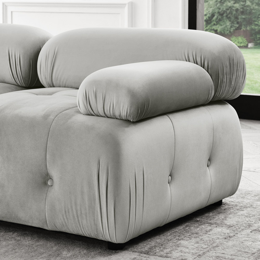 Modular Sectional Sofa, Button Tufted Designed and DIY Combination,L Shaped Couch with Reversible Ottoman, Grey Velvet