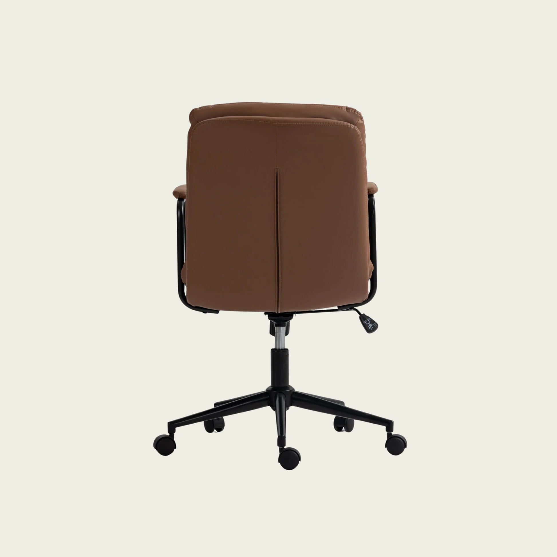 Office Chair,Mid Back Home Office Desk Task Chair with Wheels and Arms Ergonomic PU Leather Computer Rolling Swivel Chair with Padded Armrest,The back of the chair can recline 40° (Brown)