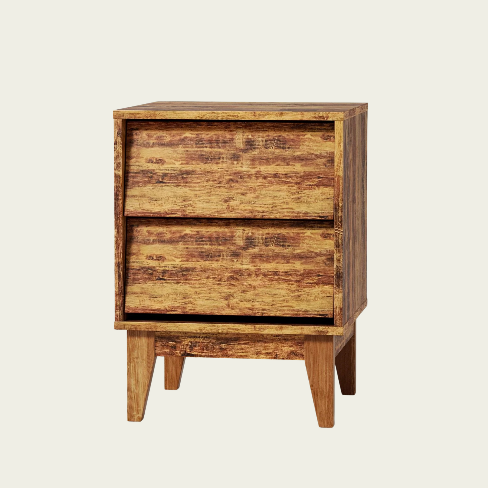 2 Set Nightstands Features Vintage-style and Bevel Design, Made of MDF, Mid Century Modern Nightstand, Night Stand for Bedroom