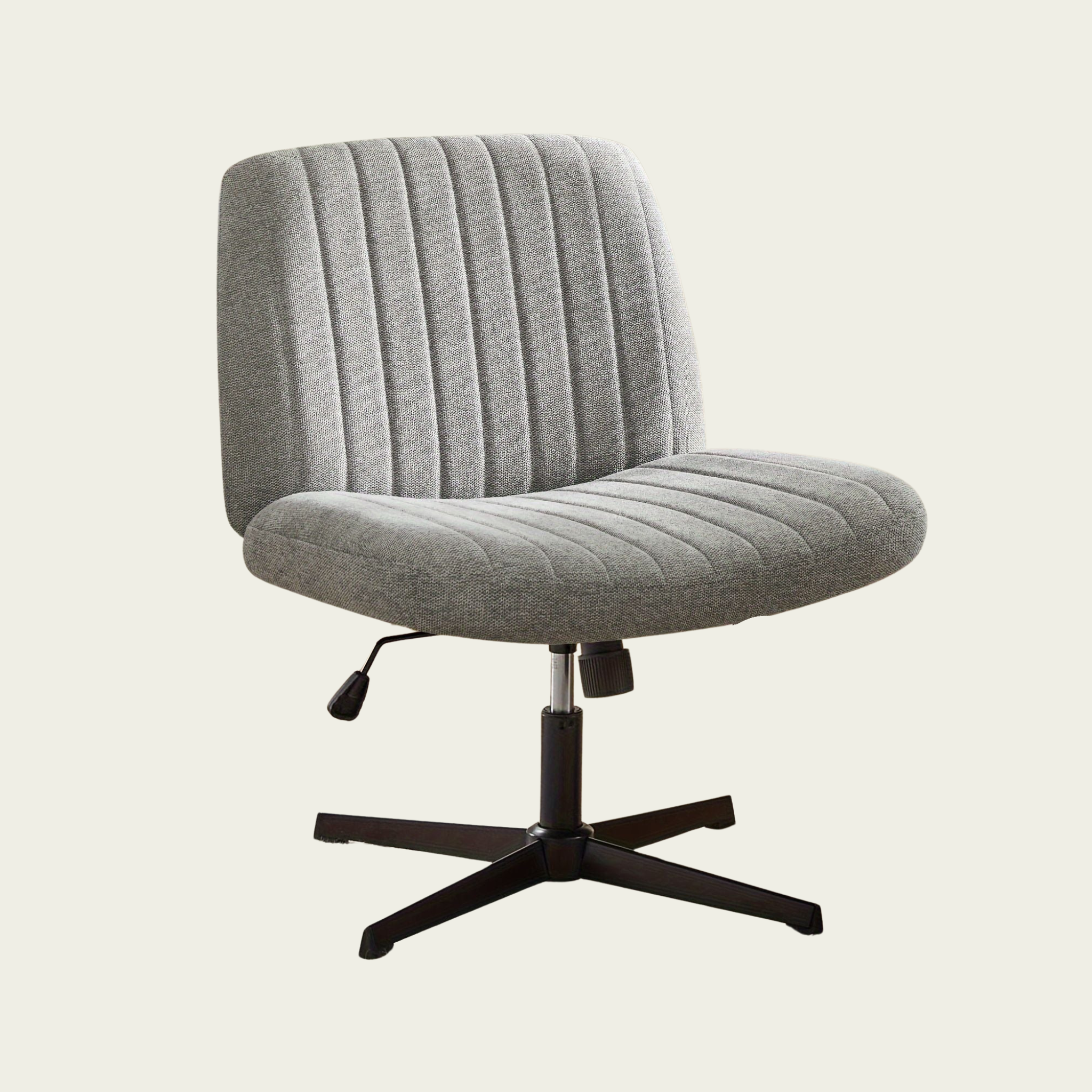 Cross Legged Office  Chair Armless Wide Desk Adjustable Swivel Fabric Task Vanity Home Office