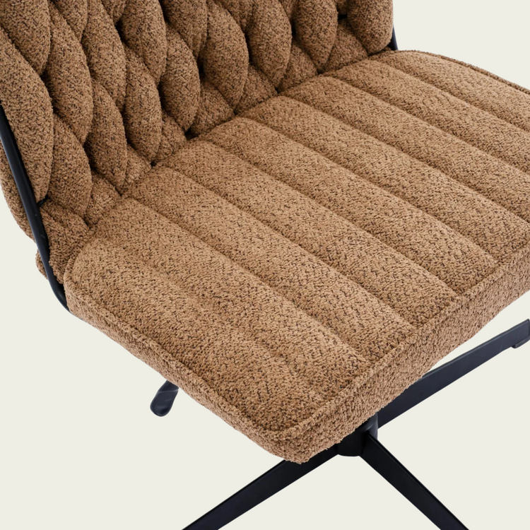 Armless Office Desk No Wheels,Living room chair, velvet cross-legged chair with back arms,for Bedroom, Living Room
