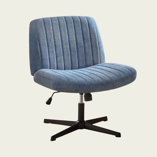 Cross Legged Office  Chair Armless Wide Desk Adjustable Swivel Fabric Task Vanity Home Office