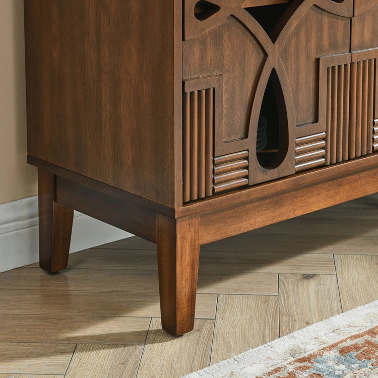 60.5" Mid Century Modern Sideboard Buffet Cabinet with Storage, TV Media Console Table, Storage Cabinet with 4 Doors & Adjustable Shelves for Kitchen Dining Living Room Entryway, Walnut