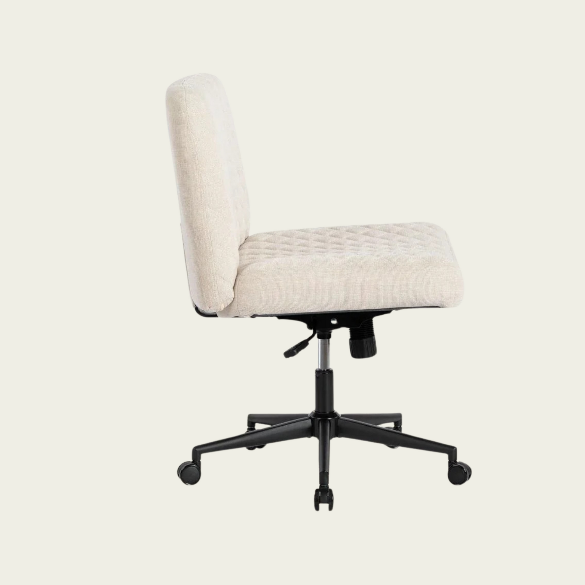 Armless Fabric Office Desk Chair,Modern Home Office Chair With Wheels With Heavy Duty Metal Base,120° Rocking Wide Seat Ergonomic Chair Computer Task Chair,Thicken Padded Swivel Vanity Chair for Women