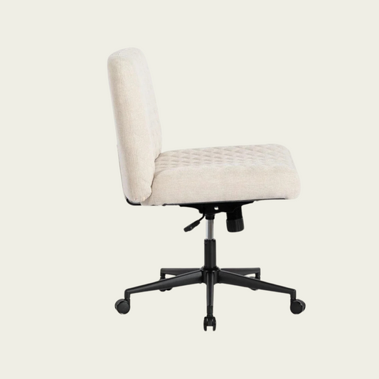 Armless Fabric Office Desk Chair,Modern Home Office Chair With Wheels With Heavy Duty Metal Base,120° Rocking Wide Seat Ergonomic Chair Computer Task Chair,Thicken Padded Swivel Vanity Chair for Women