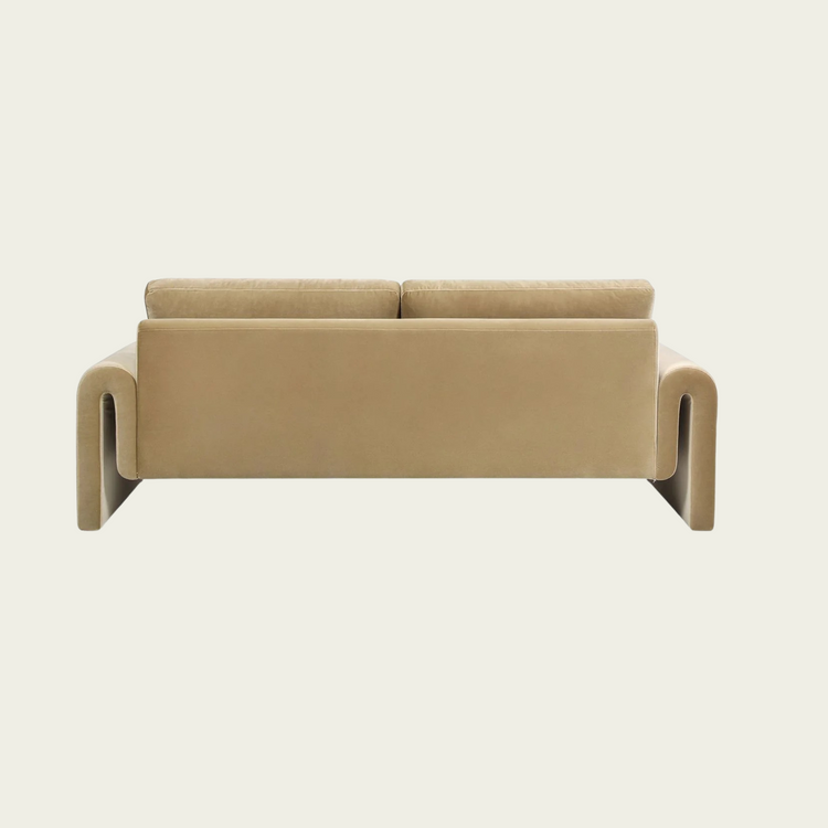 Mason 85" Arched Arm Sofa, Camel Brown Beige Performance Velvet