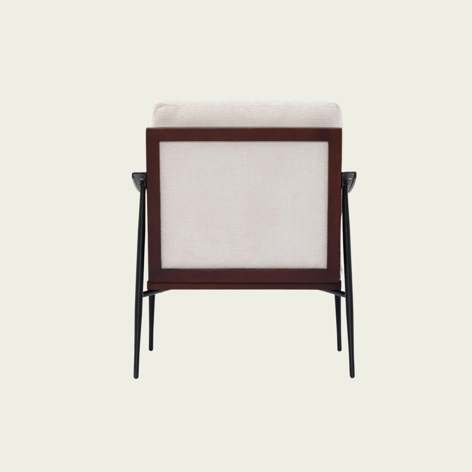Modern Accent Chair, Mid Century Modern Accent Chairs, Linen Fabric Arm Chair with Wood Armrests, Upholstered Leisure Chair for Living Room, Bedroom, Reception Room, White
