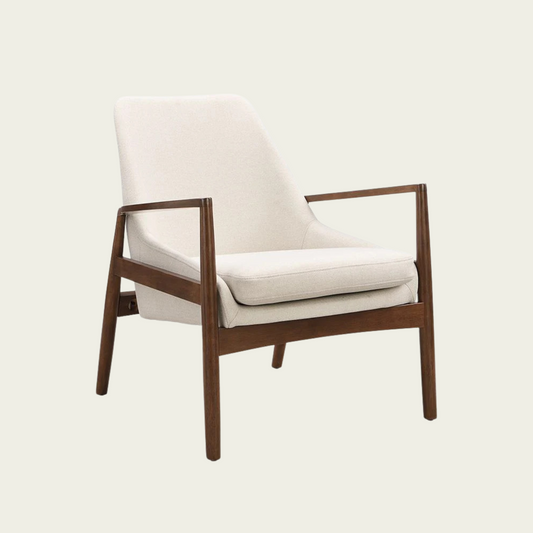 U-Can Accent Chair, Mid-Century Modern Armchair with with Solid Wood Frame, Reading Leisure Chair with High Back for Living Room