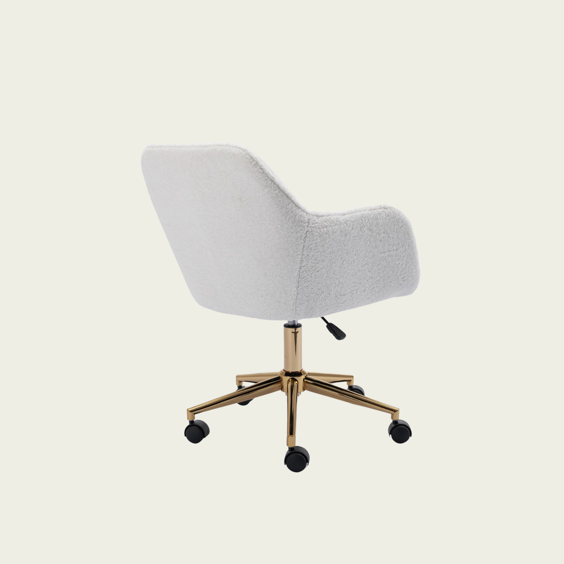 Modern Teddy Fabric Material Adjustable Height 360 Revolving Home Office Chair With Gold Metal Legs And Universal Wheel For Indoor,White