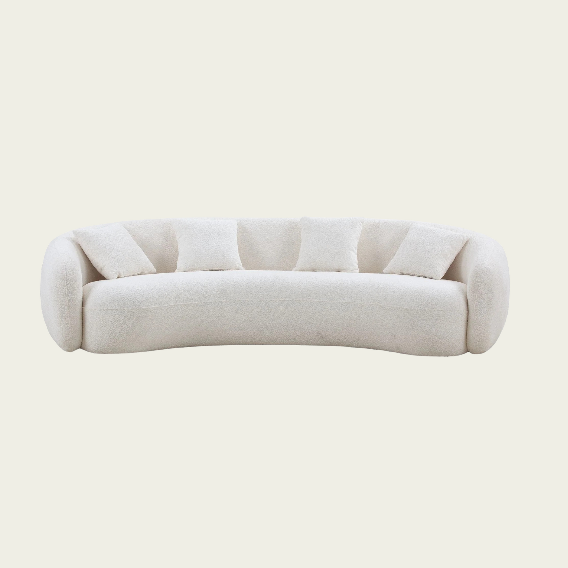 102'' 5-Seater Boucle Sofa Modern Sectional Half Moon Leisure Couch Curved Sofa Teddy Fleece Velet Beige