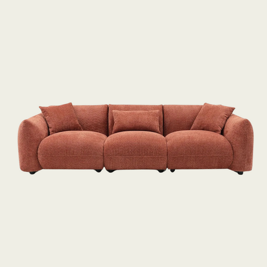 Mid Century Modern Couch 3-Seater Sofa for Livingroom, Orange