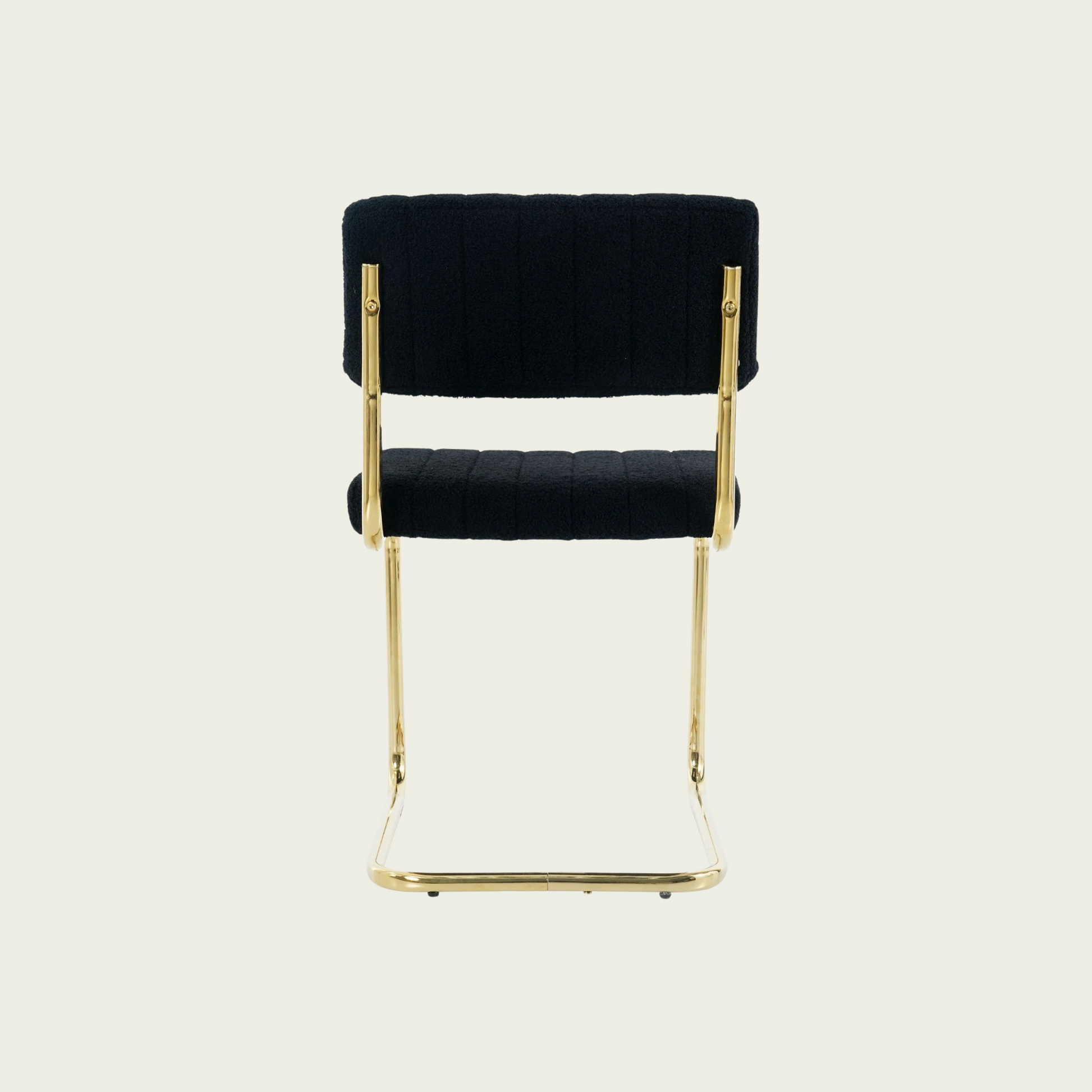 Modern simple light luxury dining Black chair home bedroom stool back dressing chair student desk chair gold metal legs(set of 2)