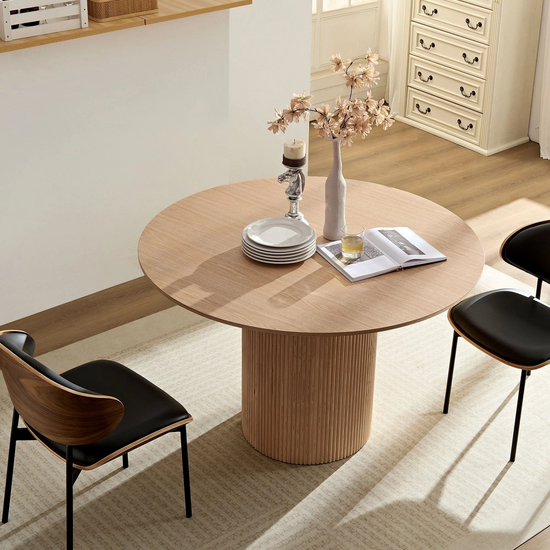 47,24 inch MDF Dining Table for Dining Room Round Dinner Tables Mid-Century Modern Table OAK