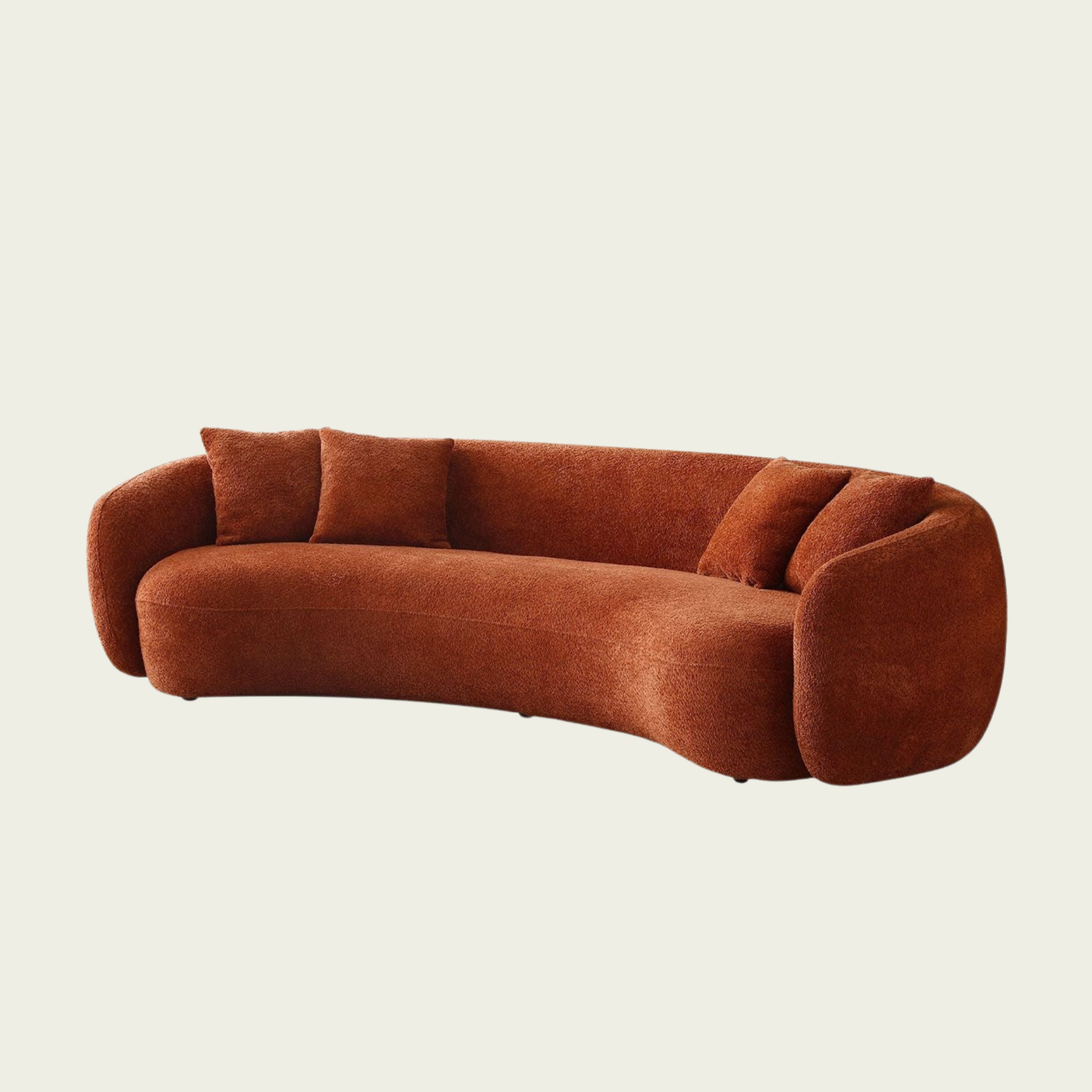 102'' 5-Seater Boucle Sofa Modern Sectional Half Moon Leisure Couch Curved Sofa Teddy Fleece Orange