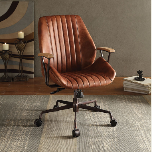 Brancaster Cocoa Aluminum Top Grain Leather Office Chair