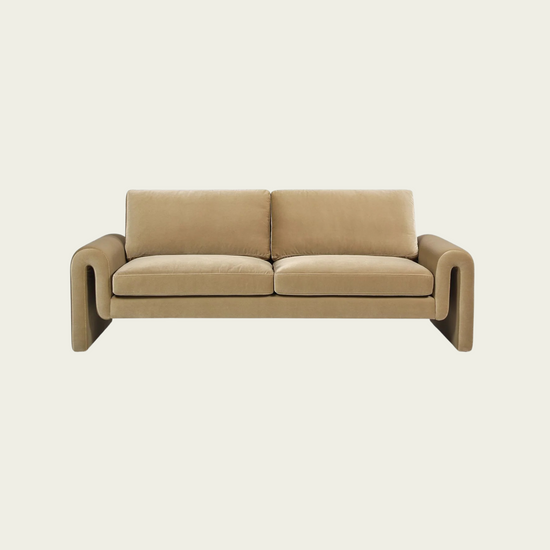 Mason 85" Arched Arm Sofa, Camel Brown Beige Performance Velvet