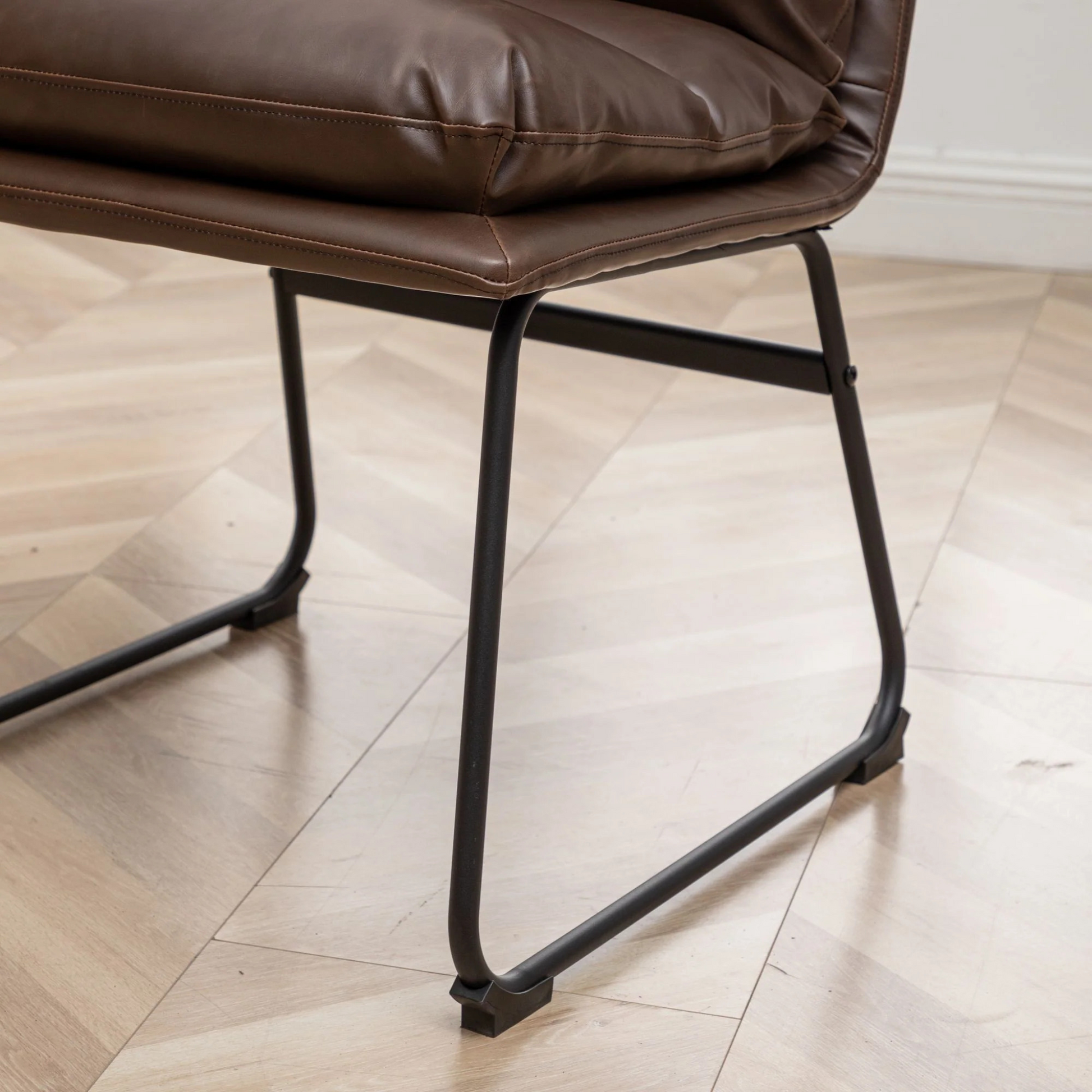 Milos Contemporary Upholstered Dining Chairs, Set of 2, Antique Brown