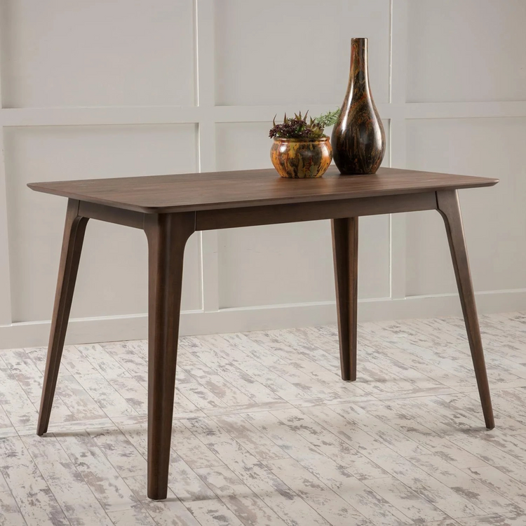 47.2”  Mid-Century Modern Walnut Dining Table – Solid Wood Legs & Faux Wood Top
