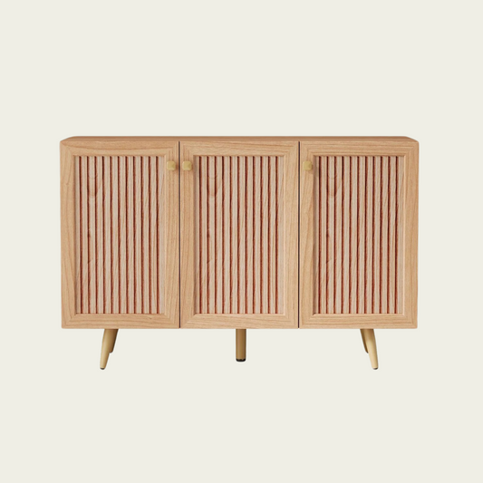 Storage Cabinet with Three Doors,Wood Sideboard Buffet Storage with Adjustable Shelf,Wood Coffee Bar Cabinet,Kitchen Buffet Cabinet Cupboard,46.85''w x 13.5''d x 30.7''h.
