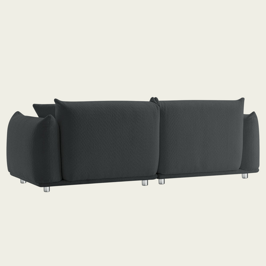 Oversized Loveseat Sofa for Living Room, Sherpa Sofa with Metal Legs, 3 Seater Sofa, Solid Wood Frame Couch with 2 Pillows, for Apartment Office Living Room - Black