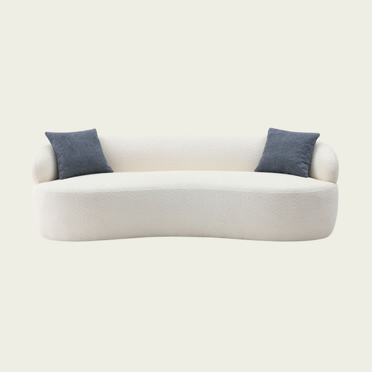 Mid Century Modern Curved Sofa, 3 Seat Cloud couch Boucle sofa Fabric Couch for Living Room, Bedroom, Office Beige