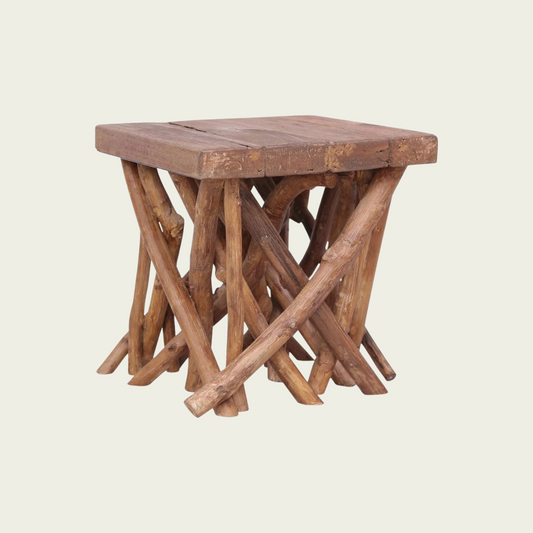 Log Coffee Table 15.7"x15.7"x15.7" Mixed Recycled Wood