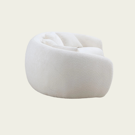 102'' 5-Seater Boucle Sofa Modern Sectional Half Moon Leisure Couch Curved Sofa Teddy Fleece Velet Beige