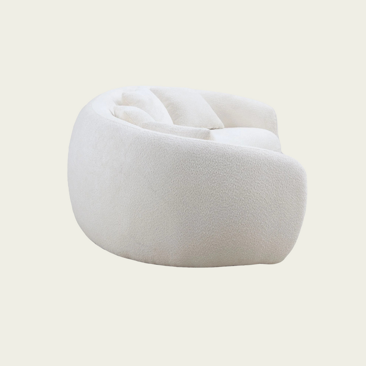 102'' 5-Seater Boucle Sofa Modern Sectional Half Moon Leisure Couch Curved Sofa Teddy Fleece Velet Beige