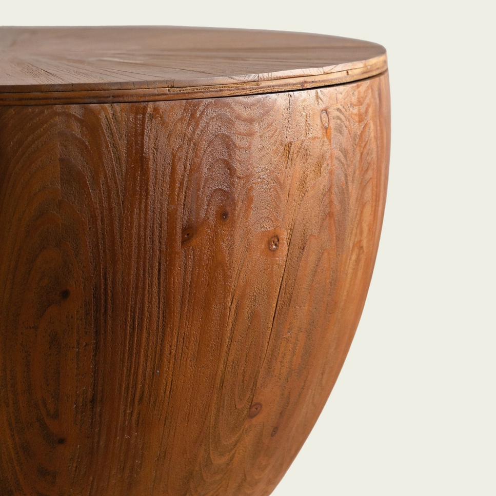 31.50"Vintage Style Bucket Shaped Coffee Table with storage function, for Office, Dining Room and Living Room, Brown