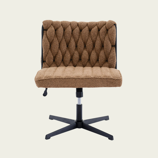 Armless Office Desk No Wheels,Living room chair, velvet cross-legged chair with back arms,for Bedroom, Living Room