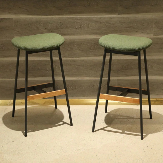 Modern Set of 2 Bar Stools Comfortable & Stylish Counter Height and Bar Height Bar Stools,Soft Fabric Upholstered, Backless for Kitchen, Dining Room Bar Chairs