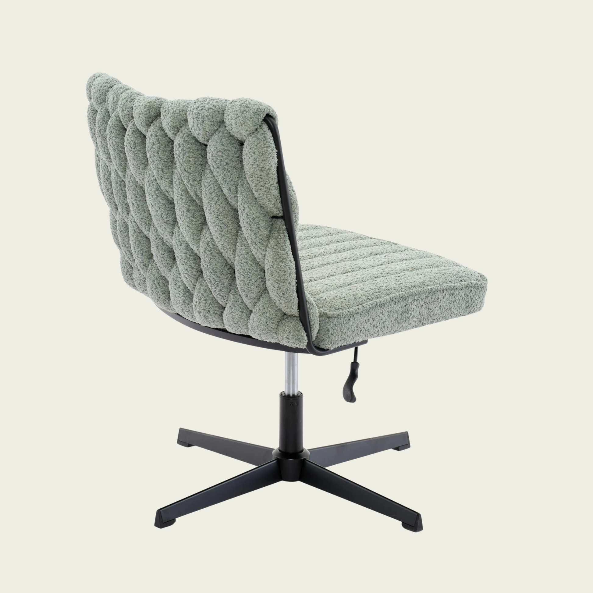 Armless Office Desk No Wheels,Living room chair, velvet cross-legged chair with back arms,for Bedroom, Living Room