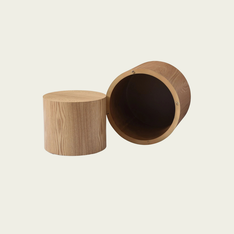 Round Coffee Table Set of 2, Nesting Coffee Tables for MDF with veneer .for living room,office,bedroom,Natural, 4Colors NATURAL