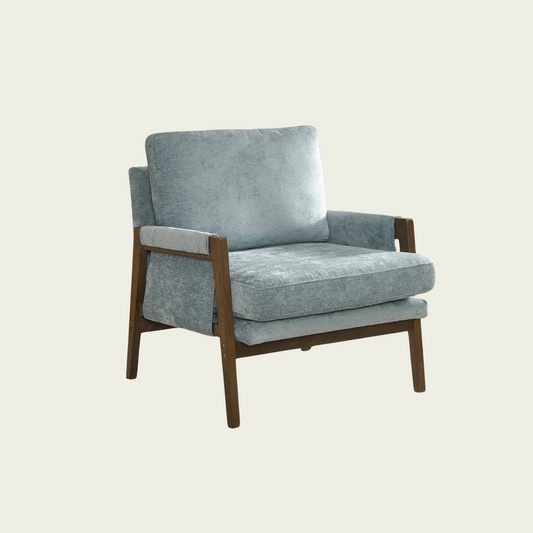 Kelly Mid-Century Modern Velvet Accent Armchair, Blue