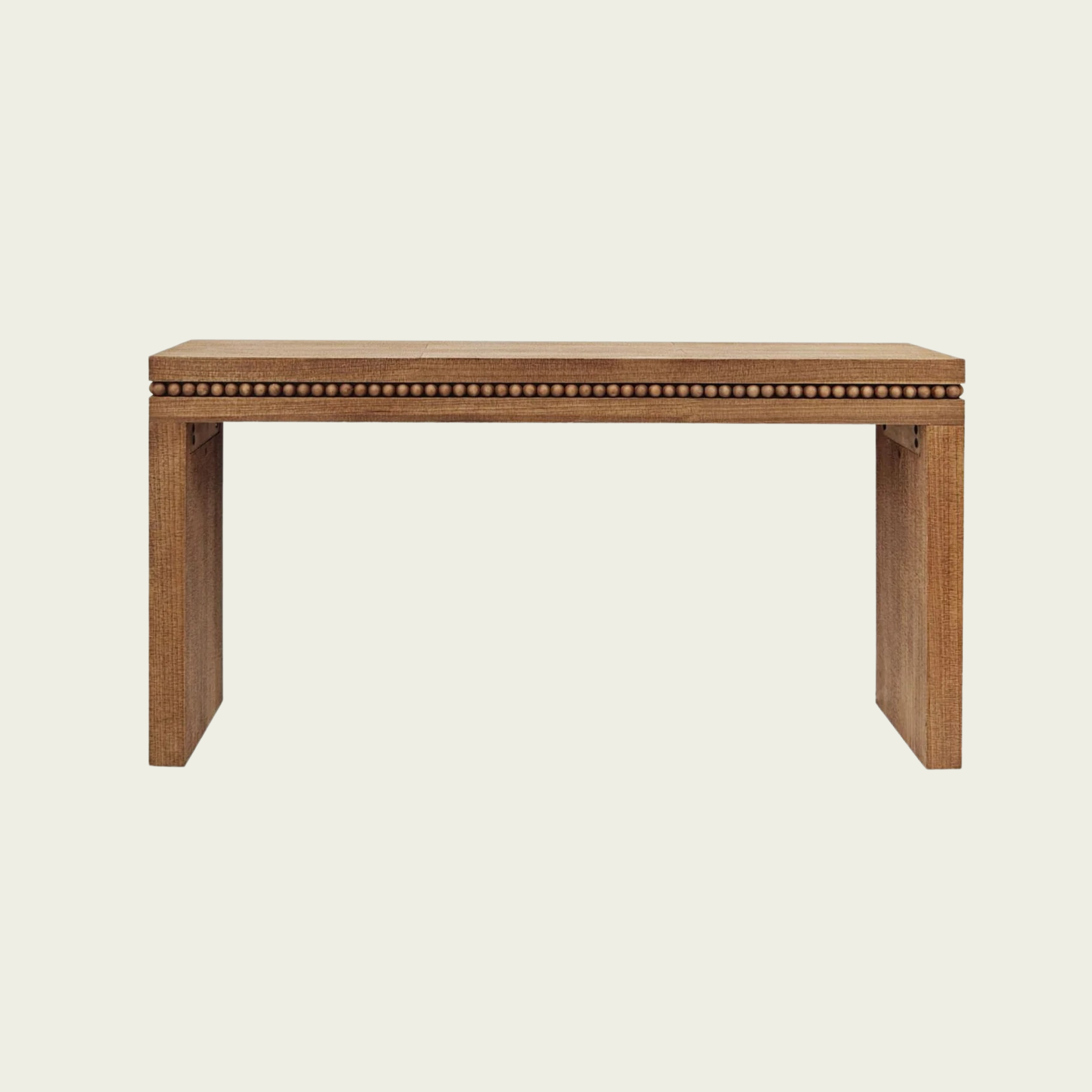 64in Rustic Wood Console Table – Elegant Entryway Table with Decorative Beaded Trim