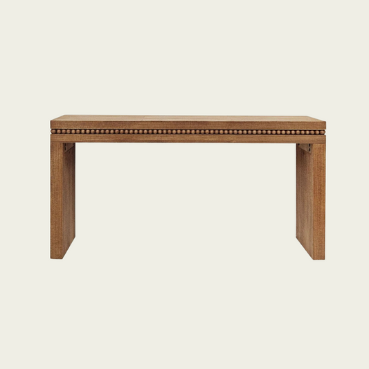 64in Rustic Wood Console Table – Elegant Entryway Table with Decorative Beaded Trim