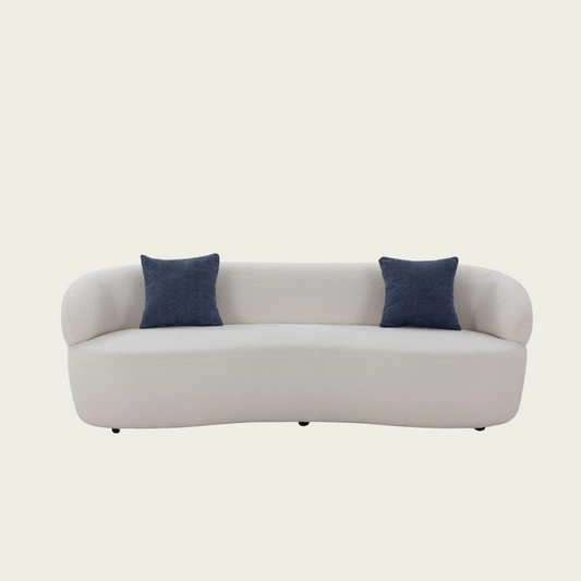 Mid Century Modern Curved Sofa, 3 Seat Cloud couch Boucle sofa Fabric Couch for Living Room, Bedroom, Office Beige
