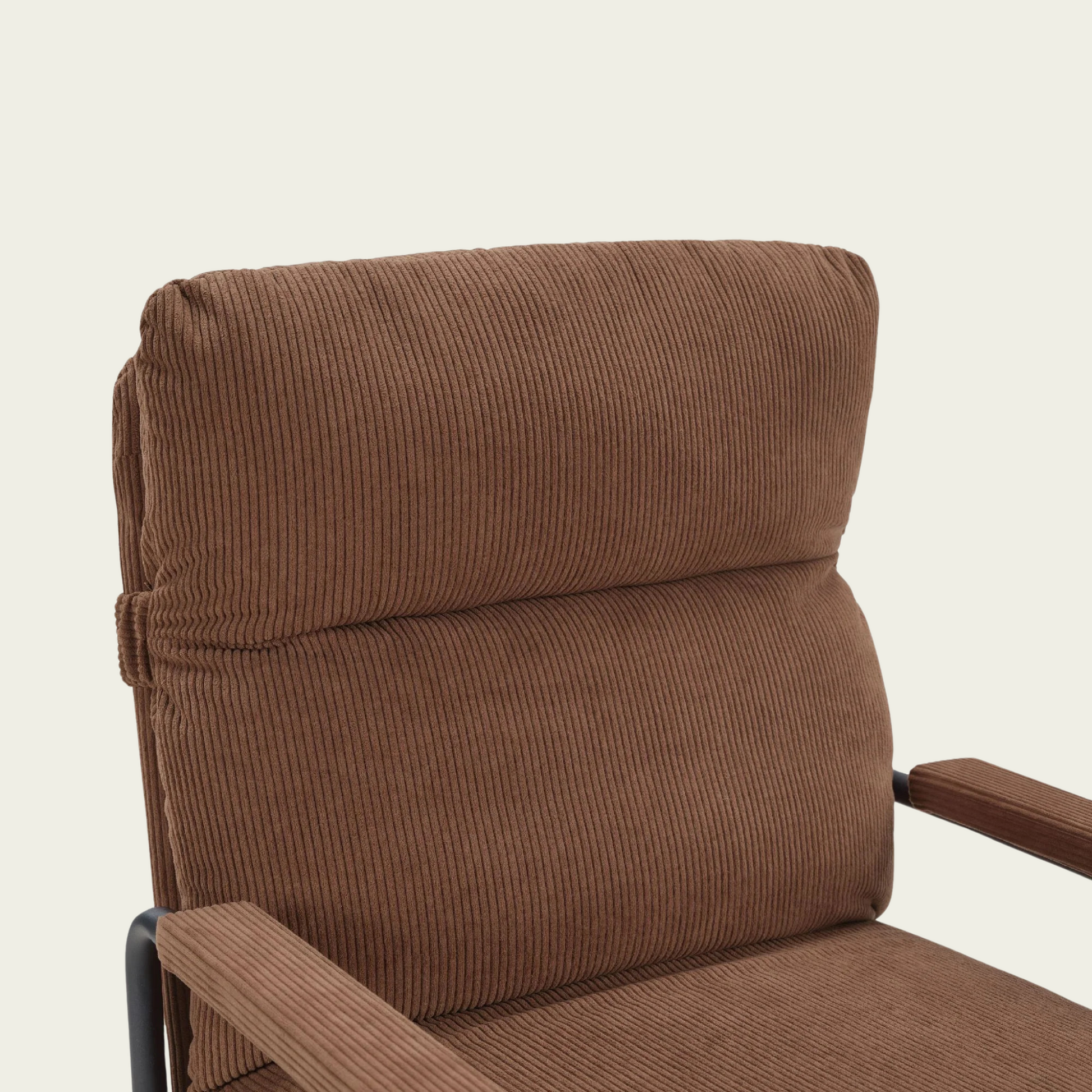 Modern Accent Chair, Reclining Chair with Adjustable Backrest, Corduroy Chair with Metal Frame, Reading Chair, Comfy Lounge Chair for Living Room, Bedroom, Office, Brown
