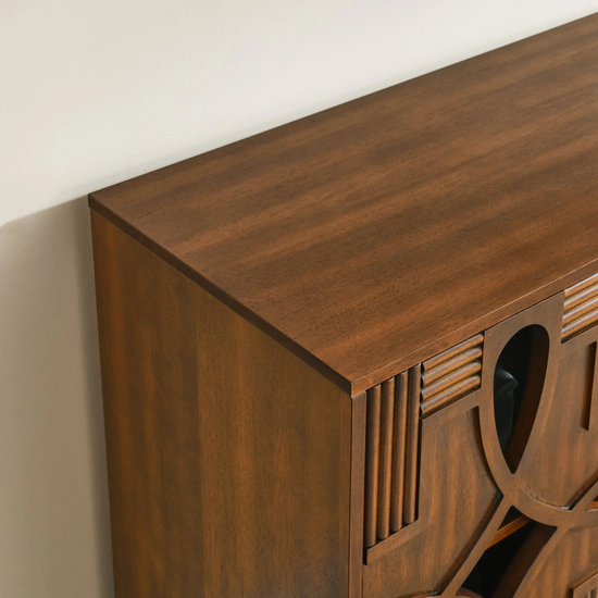 60.5" Mid Century Modern Sideboard Buffet Cabinet with Storage, TV Media Console Table, Storage Cabinet with 4 Doors & Adjustable Shelves for Kitchen Dining Living Room Entryway, Walnut
