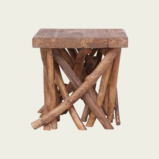 Log Coffee Table 15.7"x15.7"x15.7" Mixed Recycled Wood